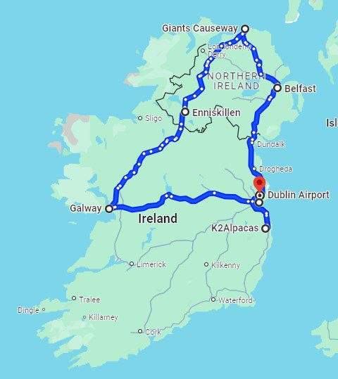 ireland trip map